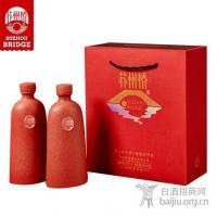 苏州桥红瓷白酒礼盒500ml两瓶装42度3年陈酿