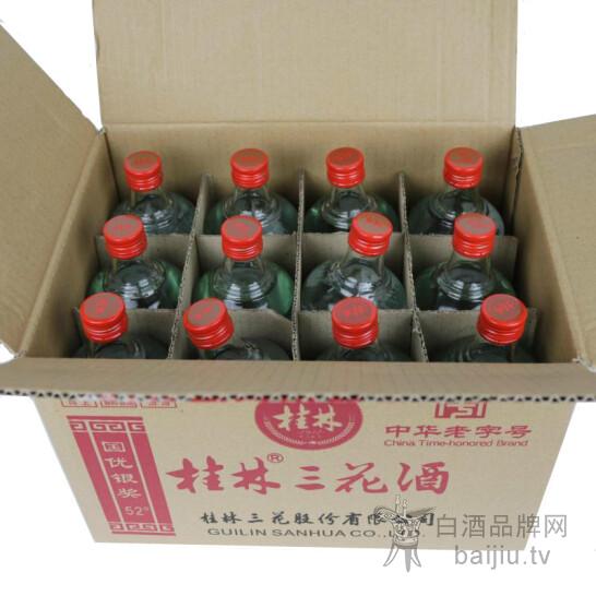  桂林三花酒 玻瓶 米香型白酒 52度 480ml*12瓶 整箱装